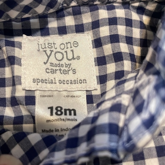 Carter's Navy and White Checkered Baby Bodysuit - Picture 2 of 3